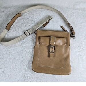 Vintage Coach Tan Leather Crossbody with Cream Strap
